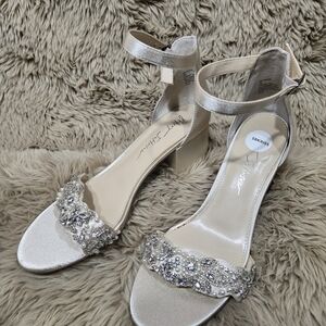 Betsy Johnson Elegant Silver Ankle Strap Heels